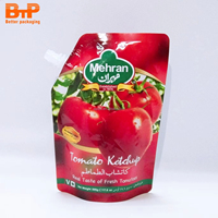 Pochettes souples personnalisées en aluminium avec bec verseur 500 ml pour sauces tomate et ketchup – Sacs d'emballage réutilisables en plastique pour boissons avec buse
