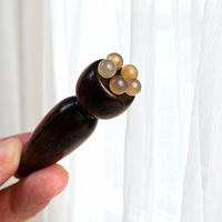 Rouleau de massage facial en bois de santal violet naturel et jade, outil Gua Sha pour les yeux et le corps, anti-gonflement, raffermissant, soin de beauté