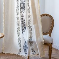 Rideau à café en lin brodé de style cour d'Europe du Nord gland de luxe sans poinçonnage nécessaire pour une décoration intérieure facile