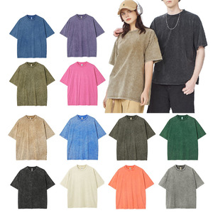 T-shirt en coton délavé CT61 personnalisé, style streetwear hip-hop, col épais, 250 g/m², coupe oversize - Product Image 2