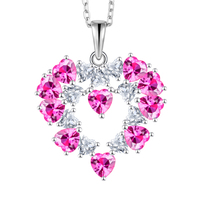 Trending Custom 925 Zilver Valentijnsdag Cadeau Ketting Schattige Lieve Zirkoon Kleurrijke Hart Hanger Ketting