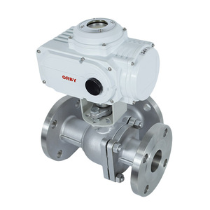 Clase ANSI # 150 # Válvula de Bola de 3 Vías con Brida de Acero Inoxidable, Motorizada, con Actuador de 300 T-Port y L-Port, Modelo 10 - Product Image 1