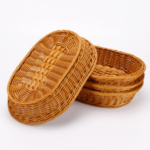 Cesta de almacenamiento ovalada de imitación de ratán tejida, 312-139*28cm, cesta apilable para frutas y verduras, contenedor de alimentos - Product Image 2