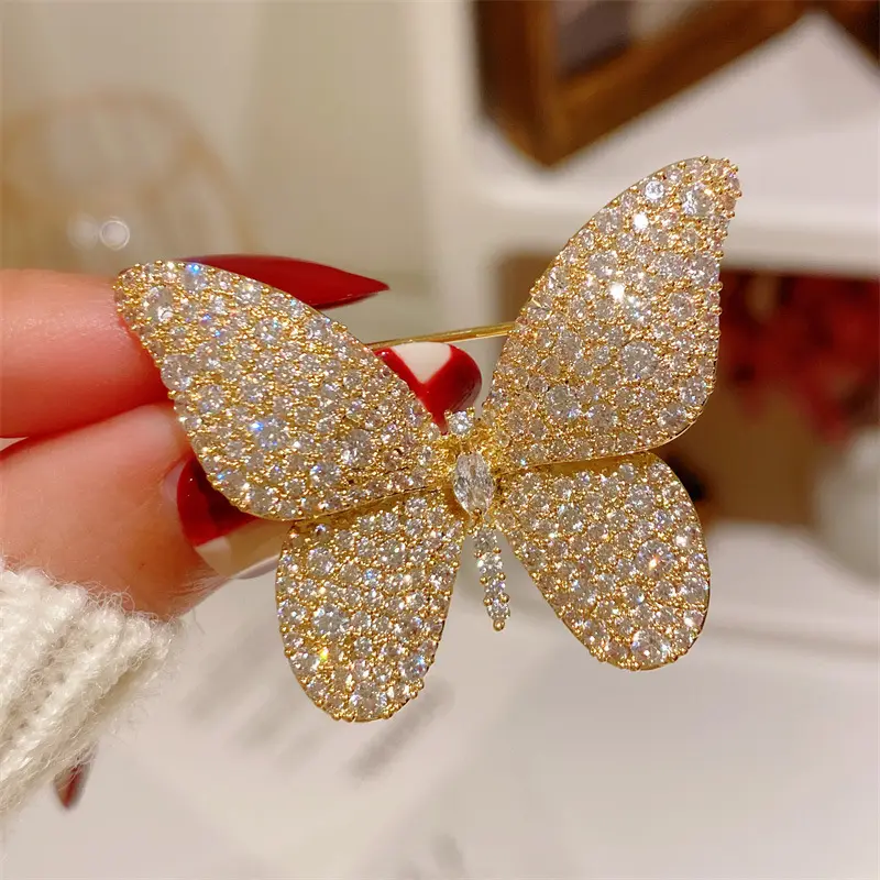 Luxury Woman Hijab Pins And Brooches Jewelry Fashion Animal Zircon Butterfly Scarf Pins Brooches