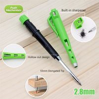 Crayon mécanique de 2,8 mm de long avec pointe de 55 mm, taille-crayon intégré, recharges de mine de 0,7 mm, corps en plastique, pour le marquage du travail du bois et le dessin technique