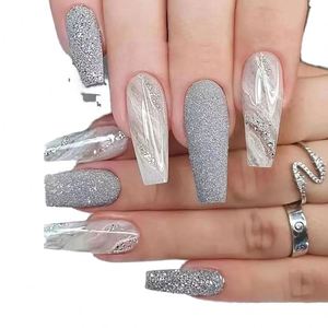 Venta Directa de Fábrica: Uñas Postizas 3D de Cobertura Completa, Pre-diseñadas, con Pegamento, 10 Unidades, para Uso en Dedos, Presionables, Negras y Blancas, Cortas - Product Image 1