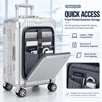 Valise de voyage d'affaires moderne avec compartiment pour ordinateur portable à ouverture frontale, serrure TSA, étanche et légère, à roulettes pivotantes pour
