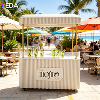 LEDA Chariot mobile extérieur à roulettes avec texture cannelée, pour confiseries, bar, boissons de plage et stand de concession, idéal pour mariages, fêtes et événements