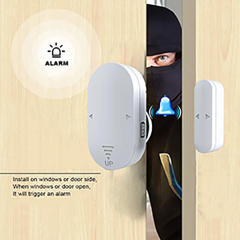 Door alarm magnetic contacts doorway beam sensor or chime home security alarm