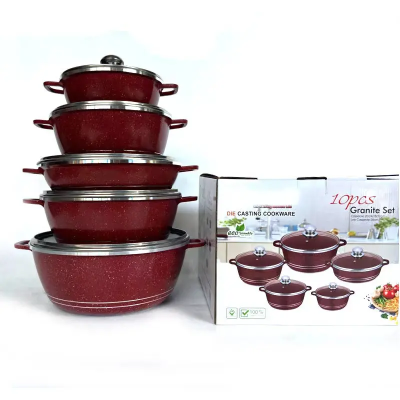 Set peralatan masak isi 10 buah, Set panci masak kartun tanpa tongkat, Set peralatan masak kualitas tinggi