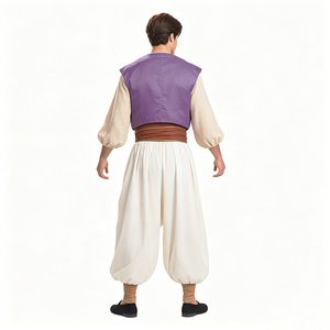 Disfraz de Aladdín para Hombre Adulto, Conjunto Completo con Chaleco Morado, Camisa, Pantalones Holgados, Traje de Cosplay para Halloween y Carnaval - Product Image 3