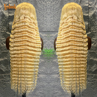 Perruques en cheveux humains 100% naturels, couleur blonde 613, 40 pouces, ondulées profondes, sans colle, avec dentelle frontale HD 13x4 13x6 pour femmes, vente en gros