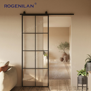 Puerta Corredera Interior de Vidrio Blanco y Aluminio Estilo <span class=keywords><strong>Granero</strong></span> Francés Rogenilan, Divisor de Habitaciones, Puertas <span class=keywords><strong>Granero</strong></span> - Product Image 5