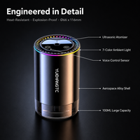 Diffuseur d'arômes intelligent pour voiture en métal personnalisé, humidificateur avec lumière d'ambiance 7 couleurs, distributeur de parfum 50-100ml, à fixer sur le siège