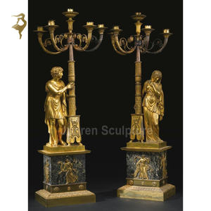 メタルブロンズレディー人間型アート彫刻床屋外ランプポスト像 - Product Image 6