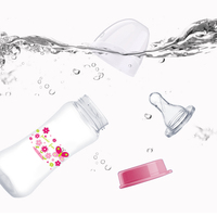 Biberon d'allaitement en plastique à col standard anti-colique en PP à débit rapide, vente en gros de biberons pour bébés avec tétines en silicone