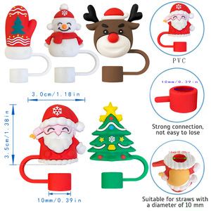 Ensemble de bâtonnets à mélanger pour boissons de Noël, 5 motifs (Père Noël, renne, sapin, gant), en PVC, pour <span class=keywords><strong>café</strong></span>, chocolat, fêtes, vente en gros - Product Image 4