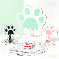 Support de téléphone en acrylique transparent en forme de patte de chat, support pliable pour tablette, rotation à 360 degrés, support en acrylique pour une placement sécurisé de l'appareil