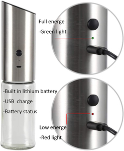 Moulin à épices <span class=keywords><strong>automatique</strong></span> en acier inoxydable 2 en 1, moulin à sel et à poivre électrique rechargeable par USB - Product Image 4