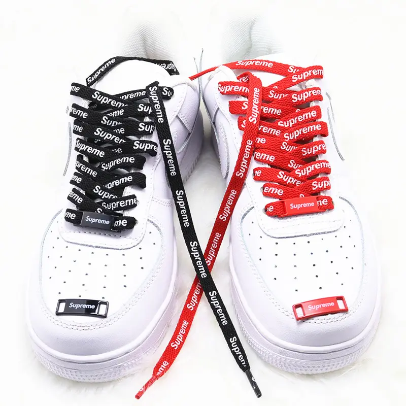 Yrunfeety Custom Text Printed Shoe Laces Both Sides Flat Print Shoe Lace 3 Colors for Sup Shoelaces AF1 Sneakers