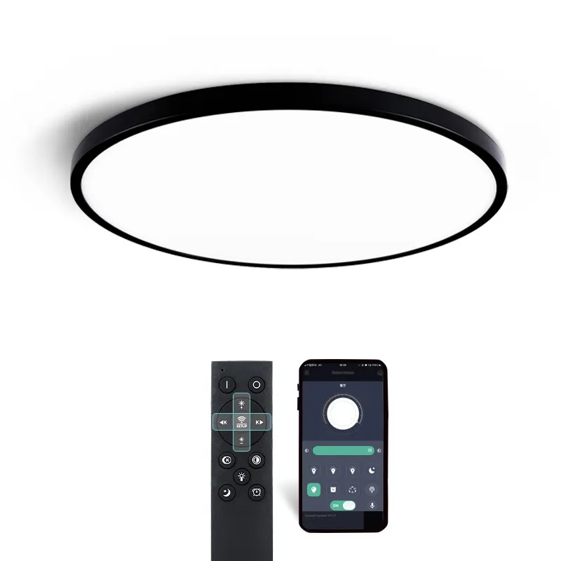 Nodic – plafonnier Led ultramince rond et moderne à intensité réglable, disponible en noir et en blanc, idéal pour la maison, la chambre d'un enfant, la cuisine ou le salon