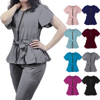 Vente en gros de hauts à manches courtes, pantalons de jogging pour infirmières, uniformes médicaux, tenues d'hôpital, blouses à fermeture éclair, uniformes pour femmes