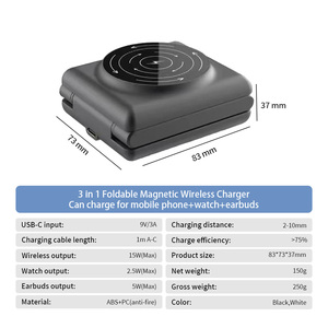 Watch Earphone <b>Wireless</b> Charging Foldable Desktop Charging Stand Fast Charging Mobile Phone 3 in 1 Anti-fire <b>Wireless</b> Charger - Product Image 5