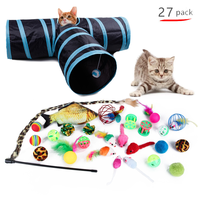 Ensemble de jouets interactifs pour chat avec tunnel pliable et pack varié de jouets à plumes pour l'exercice des chatons d'intérieur – Idéal comme cadeau