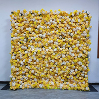 Mur de fleurs artificielles en soie, toile de fond enroulable personnalisée, panneau mural moderne fait main pour mariage et rentrée scolaire