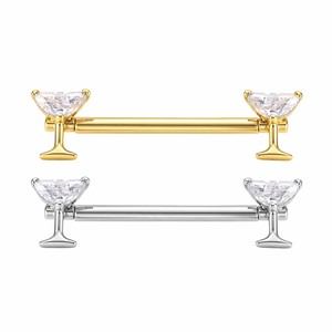 Anillos de pezón de titanio ASTM F136 chapados en oro de 24K con dos dijes de copa y circonitas, joyería corporal <span class=keywords><strong>sexy</strong></span> para bodas y fiestas - Product Image 1