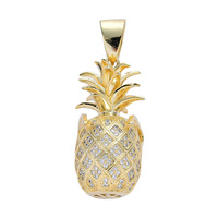 Collier pour homme style Hip-Hop européen et américain, pendentif ananas 3D micro-incrusté de zircon, plaqué or sur cuivre, chaîne en bambou