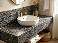 Carreaux de sol en terrazzo artificiel modernes, durables, écologiques et antidérapants pour cuisine, chambre, salon et dessus de table intérieurs