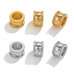 Diy Handmade Stainless Steel Large Hole Bead Bracelet Necklace 18k Gold <b>Spacer</b> Beads Jewelry Accessories - Product Image 5