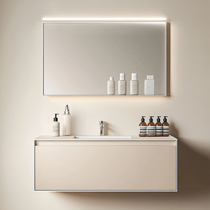 Nouvelle armoire de salle de bain murale intelligente blanche avec miroir et lavabo intégré - Product Image 3