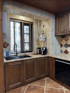 Modern çiftlik mutfak dolabı amerikan tarzı daire mutfak için katı ahşap sıkıntılı bitirmek - Product Image 6