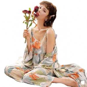 Sfy-y665 Conjunto de Pijama de Tres Piezas, Camisón Sexy y Dulce con Tirantes, Ropa de Dormir para el Dormitorio, Varios Colores - Product Image 6