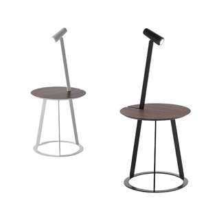 Modern Minimalist Floor Lamp With Side Table Black Walnut White Wood LED Light Home Bedroom Living Room Standing Lamp - Product Image 5
