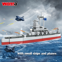 WOMA TOYS Décoration d'intérieur Cadeaux d'anniversaire pour garçons Modèle de bateau de guerre Maquette de navire de bataille Briques de construction de navires de bataille à collectionner