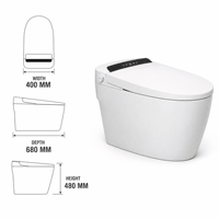 Toilette bidet allongée intelligente avec buse autonettoyante, lavage à l'eau chaude, siège chauffant, chasse d'eau automatique, séchage à l'air, siphon en S et commande intelligente