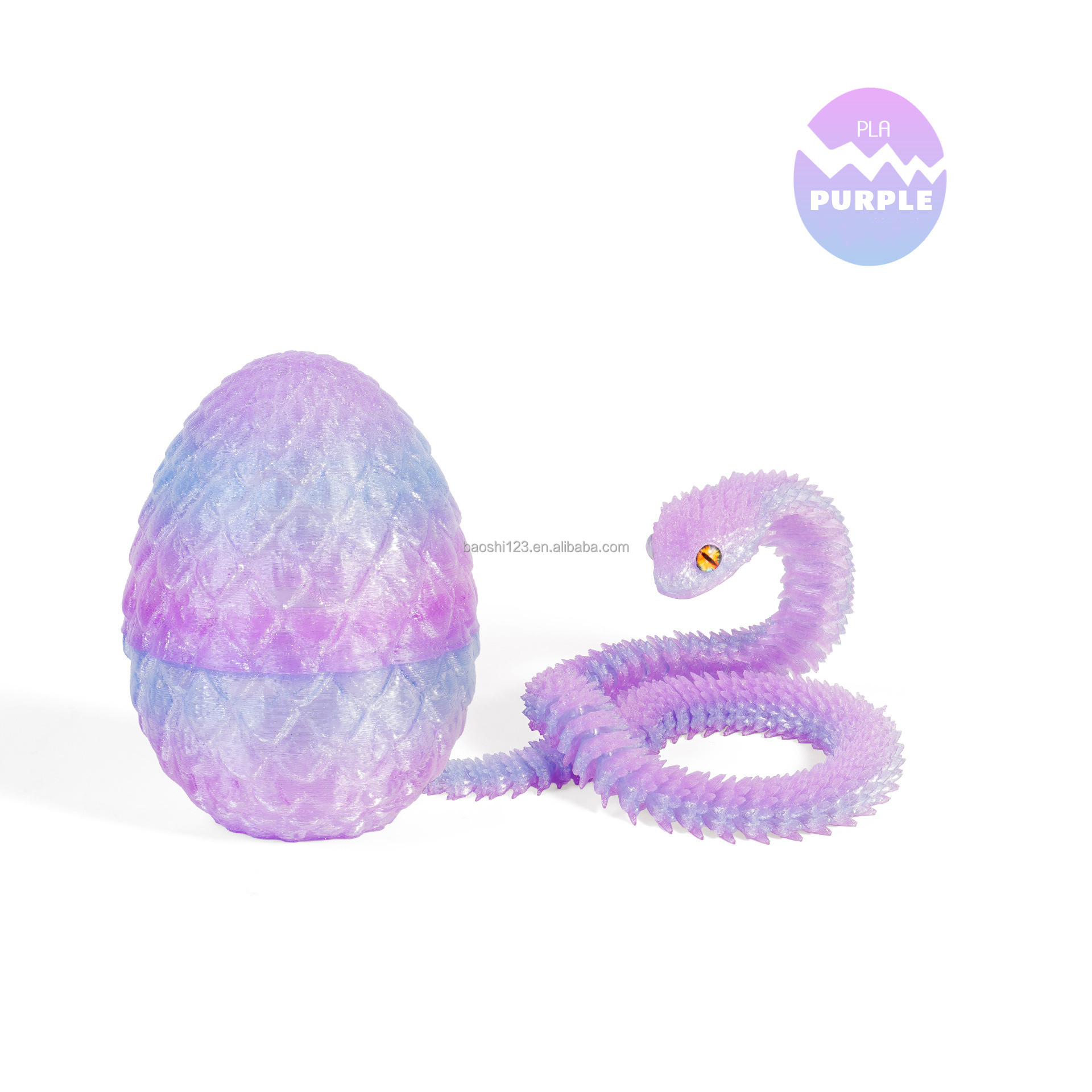 Oeuf de Dragon 8,5 cm + Vipère 30 cm - Crystal Roland Violet