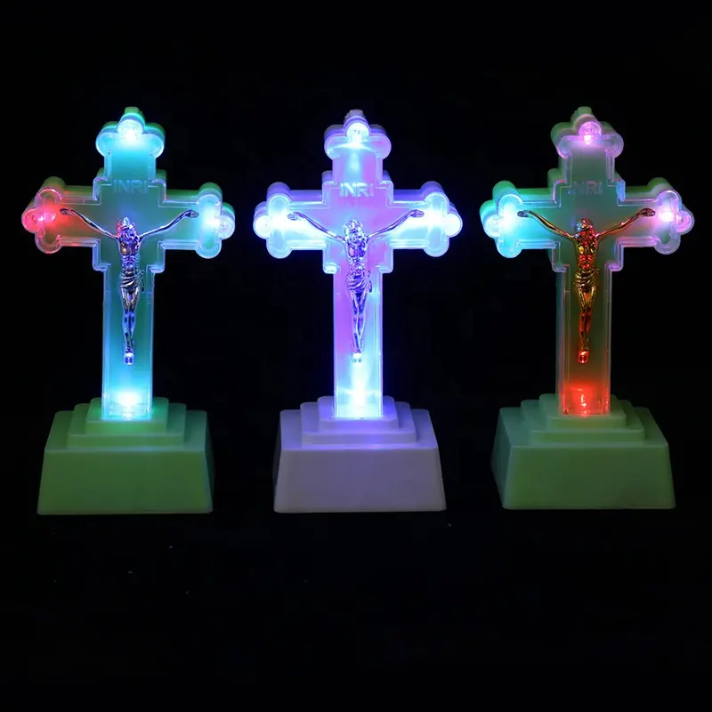 2024 Hoge Kwaliteit Goedkope Prijs Kunststof Led Cross Licht Cross Led Christ In Kerk Verlichten Uw Geloof Met Gloeiende Kruislamp