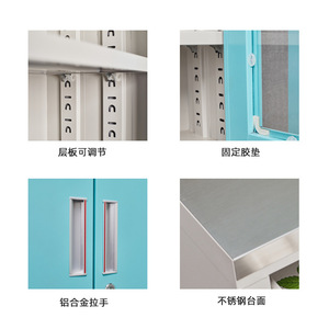 Armoire de rangement pour médicaments Xinlongfei en acier inoxydable verrouillable, équipement de pharmacie clinique avec poignée en aluminium - Product Image 5