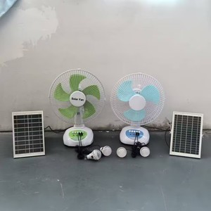 Ventilateur de table solaire rechargeable USB de 12 pouces avec ampoule LED pour la maison T98, vente chaude, 12W, vente en gros - Product Image 3