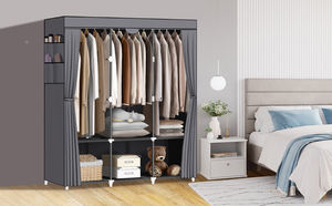 Étagère d'organisation multifonctionnelle debout Armoire en tuyau d'acier de grande capacité avec poches latérales en tissu anti-poussière Porte-chaussures - Product Image 4