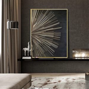 İskandinav siyah beyaz altın yıl yüzük çizgiler soyut altın doku Minimalist tuval boyama Modern lüks ev dekorasyonu duvar sanatı - Product Image 4