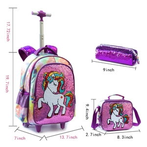 Jasminestar Ensemble de sacs d'école <span class=keywords><strong>à</strong></span> <span class=keywords><strong>roulettes</strong></span> de haute qualité pour enfants avec roues Sacs <span class=keywords><strong>à</strong></span> <span class=keywords><strong>roulettes</strong></span> pour l'école <span class=keywords><strong>Licorne</strong></span> pour les filles - Product Image 2