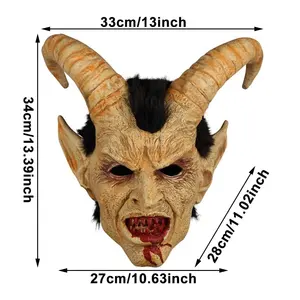 Máscara de látex Krampus Demon para hombre, película Cosplay, cuerno de oveja, cubierta de cabeza de <span class=keywords><strong>diablo</strong></span> para fiesta de Halloween, vestido de terror, máscaras de demonio <span class=keywords><strong>Lucifer</strong></span> - Product Image 6