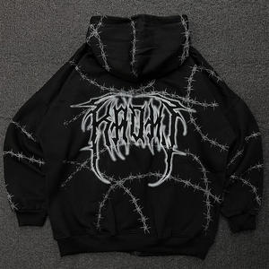 Sweat-shirt unisexe surdimensionné de haute qualité en coton lourd avec lettres en strass personnalisées, fermeture éclair intégrale, streetwear imprimé, taille plus - Product Image 5