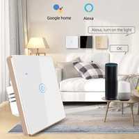 Interrupteur mural intelligent à écran tactile avec cadre en métal aluminium, 1/2/3/4 voies, contrôle sans fil WiFi Tuya, compatible Alexa et Google Home