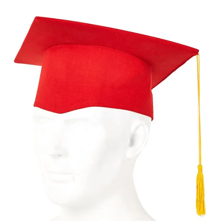 COLORFUL Wholesale adult and kids red academic Graduation graduation gown and hood Hat With Tassel